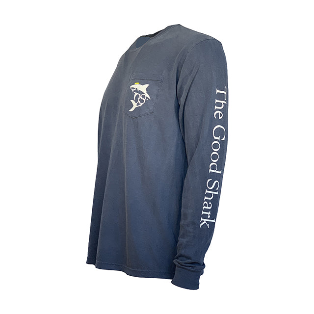 "THE GOOD SHARK" LONG SLEEVE POCKET TEE